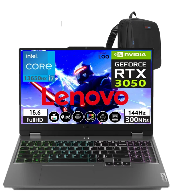 Lenovo Loq 15IRX9 İntel Core I7-13650HX 32GB DDR5 RAM 2TB SSD RTX3050 6GB 144Hz Freedos 15.6" Fhd Taşınabilir Bilgisayar 883DV00AFTR07+WeblegelsinÇanta