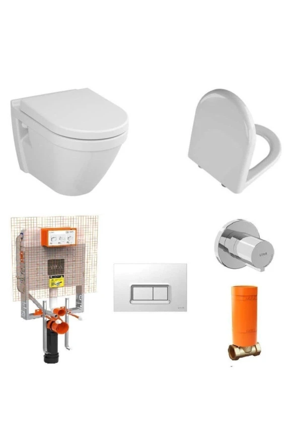 VitrA S50 Kanallı Asma Klozet+Kapak+ Gömme Rezervuar Set