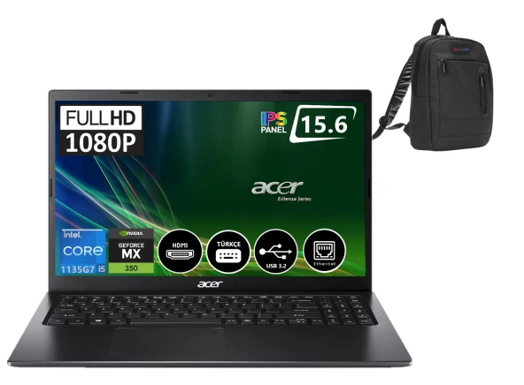 Acer Extensa EX215-54G İntel Core i5 1135G7 36gb 2tb SSD MX350 2 GB Windows11Pro 15.6" FHD Taşınabilir Bilgisayar NXEGHEY00335+ZettaUsbBellek