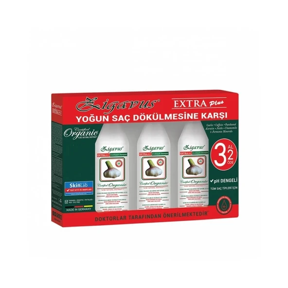 Zigavus Extra Plus Sarımsaklı Saç Dökülmesine Karşı Şampuan 3x250 ml