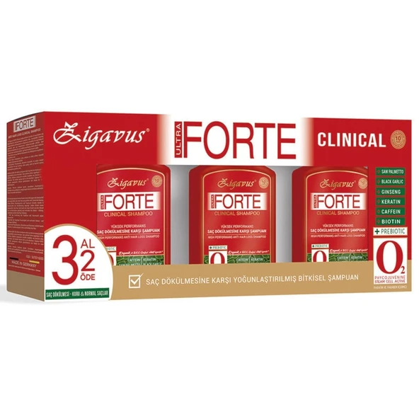 Zigavus Forte Ultra Clinical Kuru ve Normal Saçlar için Dökülme Karşıtı Şampuan 3x300 ml