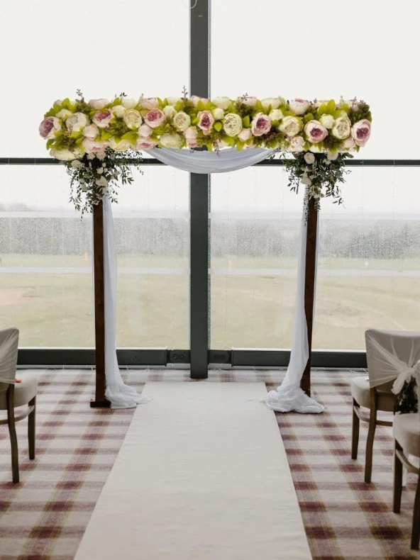 Nettenevime Yapay Çiçek PembeKrem  Şakayık Tak Organizasyon Nişan Düğün Dekor Çiçeği Süsleme Tag 25x130cm - 5