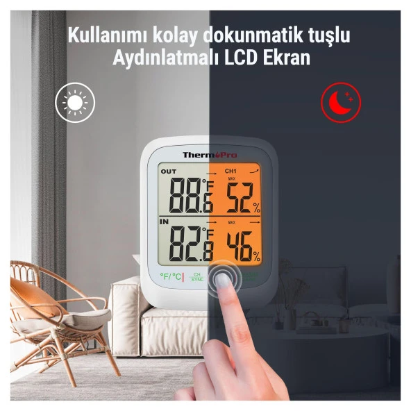 ThermoPro TP260B Mini Iç Mekan Dijital Sıcaklık ve Nem Ölçer Termometre - Resim 4