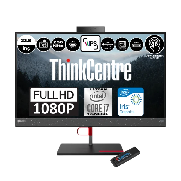 Lenovo Thinkcentre Neo 50A Intel Core I7 13700H 64GB DDR5 512GB SSD Windows 11 Pro Intel® UHD Graphics Dokunmatik 23,8" Fhd All In One Bilgisayar 12K9004BTRP07