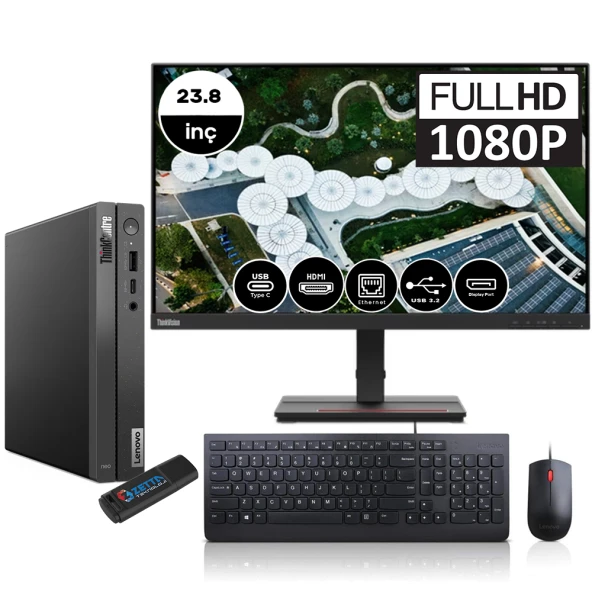 Lenovo Thinkcentre NEO 50Q Gen 4 Intel Core I5-13420H 32GB 512GB SSD Windows 11 Pro 23.8" Masaüstü Bilgisayar 12LN0048TRMP04 + Zetta Flash Bellek ürün görseli