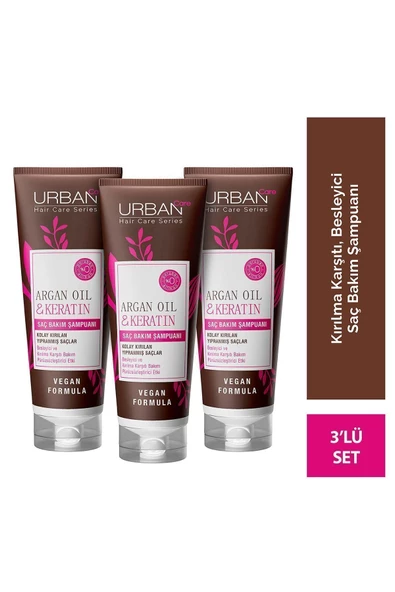 Urban Care Argan Yağı&keratin Kolay Kırılan Saçlara Özel Şampuan X3 Adet -250 ml