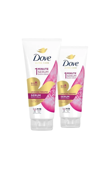 Dove Ultra Care 1 Minute Serum Saç Bakım Kremi Uzun Saç Terapisi 170 ml X2 - 2