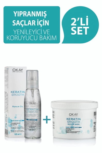 OKAYPROFESSIONNEL Keratin Smooth Maske 500 Ml + Bakım Yağı 125 Ml