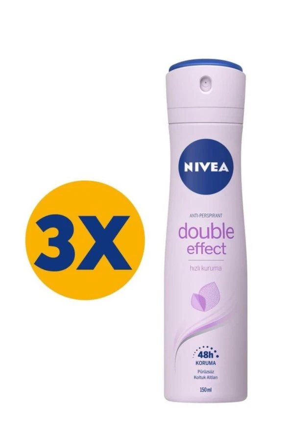 Nıvea Double Effect Mor Düşler Sprey Deodorant 150Ml Kadın 3'Lü Paket