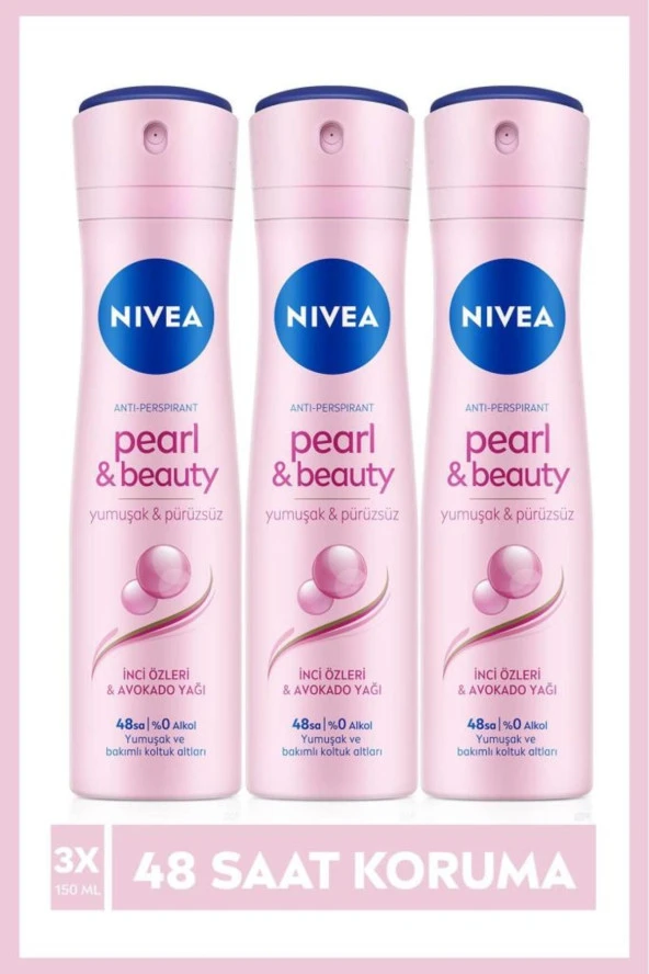 Nıvea Pearl & Beauty Sprey Deodorant 150Ml Kadın 3'Lü Paket