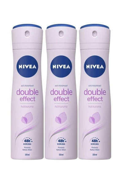 NIVEA Woman Double Effect Hızlı Kuruma 48h Koruma Pürüzsüz Koltuk Altları Kadın Deodorant X 3 Adet