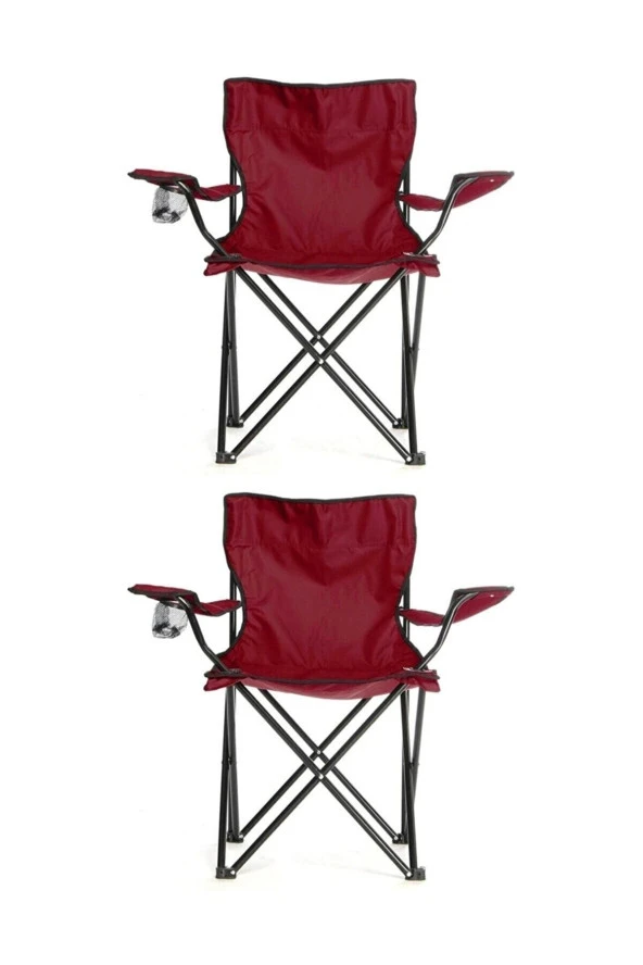2 Kişilik Taşınabilir Katlanır Kamp Sandalyesi 2 Adet - Kırmızı 2'li Kırmızı
