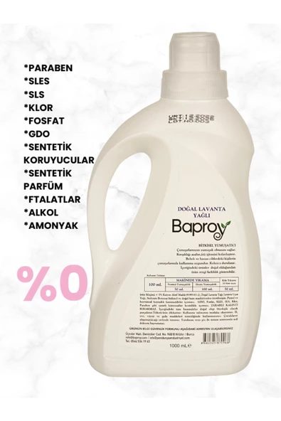 Baproy Bitkisel Çamaşır Yumuşatıcısı 1 l Doğal Lavanta Yağlı 25 Yıkama - 2