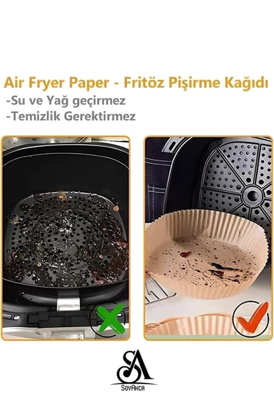 SoyAkca Philips Airfryer Xiaomi Uyumlu Hava Fritözü Hava Firitözü Philips Yağsız Fritöz Pişirme Kağıdı 50'li