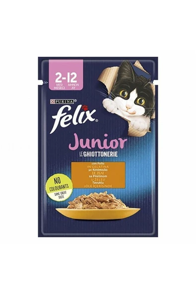 FELIX Pouch Junior Tavuklu Yavru Kedi Konservesi 12 Adet 85 gr