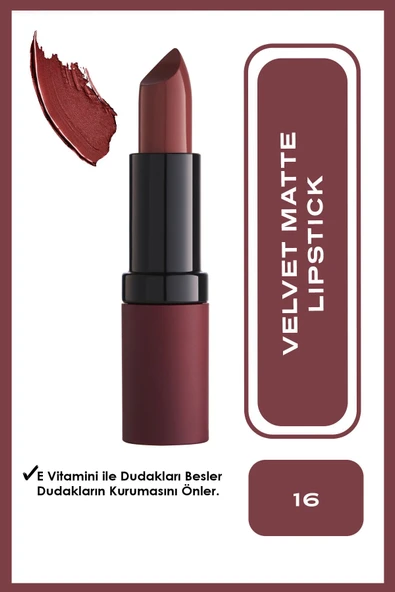 GOLDEN ROSE Velvet Matte Lipstick No: 16 - Mat Ruj - 8691190466169