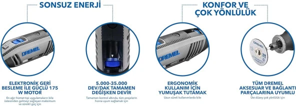 Dremel 4250-6/128 Yüksek PerFormans Kablolu Çok Amaçlı El Motoru - F0134250JK - 3
