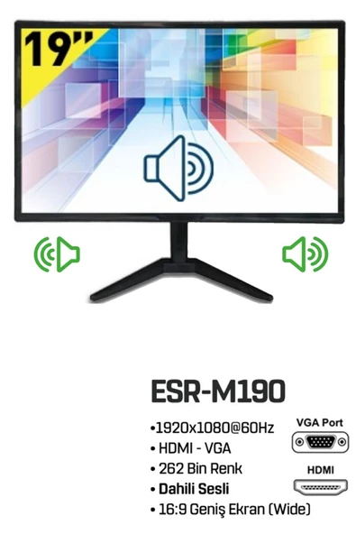 NİANDY ESR-M190 19" FullHD LED Monitör TV