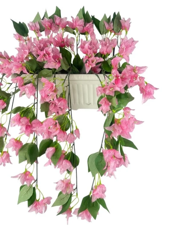 Nettenevime Yapay Çiçek Toz Pembe Begonvil Küpeşte Askılı Saksıda Balkon Çiçeği Çiçek Sepeti - 2