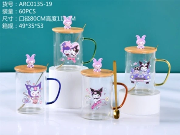 Kuromi Figürlü Kapaklı Kaşıklı Kupalar