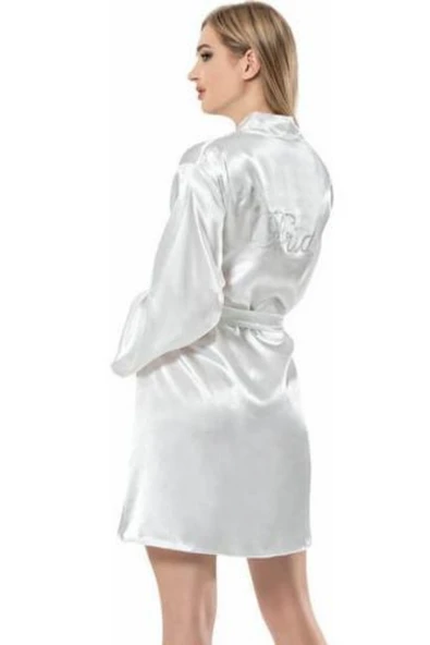 Kadın Gelin  Bride Nakışlı Saten Sabahlık Krdl - 8
