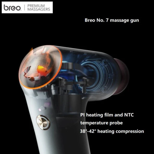 Breo Massage Gun M0220 - Isı Terapili, Fırçasız Motorlu ve Taşınabilir Derin Doku Masaj Tabancası - 11