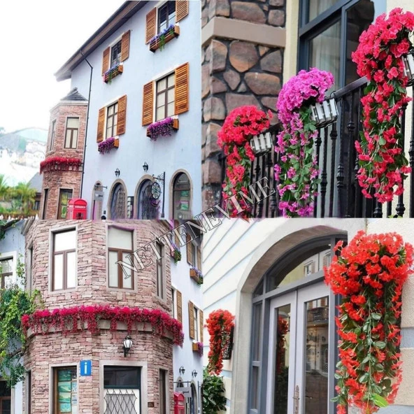 Nettenevime Yapay Çiçek Sarkan Begonvil Çiçeği  JUMBO FUŞYA - Resim 3