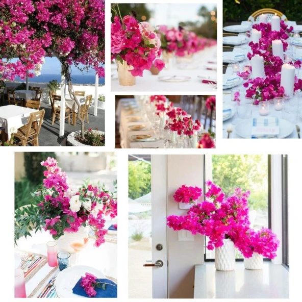 Nettenevime Yapay Çiçek Begonvil Çiçeği Fuşya Uzun Dallı Sarkan Çiçek 110cm - 7