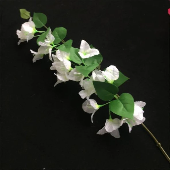 Nettenevime Yapay Çiçek Begonvil Çiçeği BEYAZ 80cm Tek Dal Bodrum Çiçeği  Sarkan Çiçek - Resim 2
