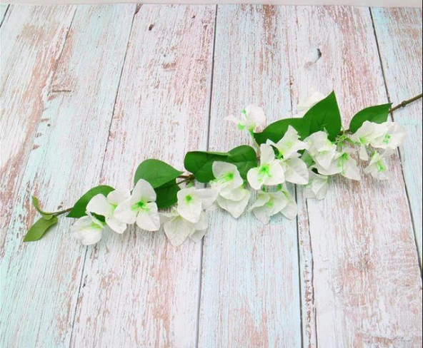 Nettenevime Yapay Çiçek Begonvil Çiçeği BEYAZ 80cm Tek Dal Bodrum Çiçeği  Sarkan Çiçek - Resim 5