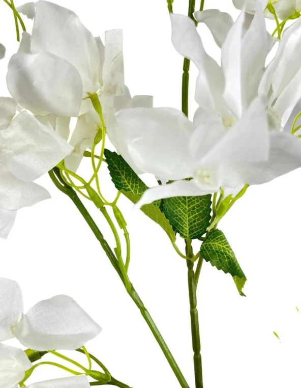 Nettenevime Yapay Çiçek Begonvil Çiçeği Beyaz Uzun Dallı Sarkan Çiçek 110cm - Resim 8