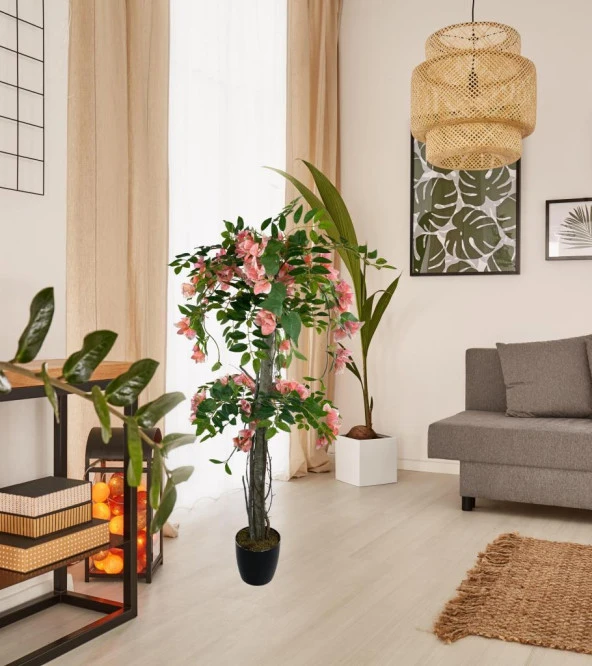 Nettenevime Yapay Ağaç Pembe Begonvil Ağacı 120cm Doğal Salex Dallı - 7