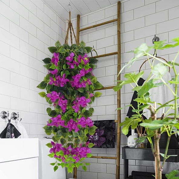 Nettenevime Yapay Çiçek Mor Begonvil Çiçeği 9 Dallı 100cm Sarkan Çiçek - 3