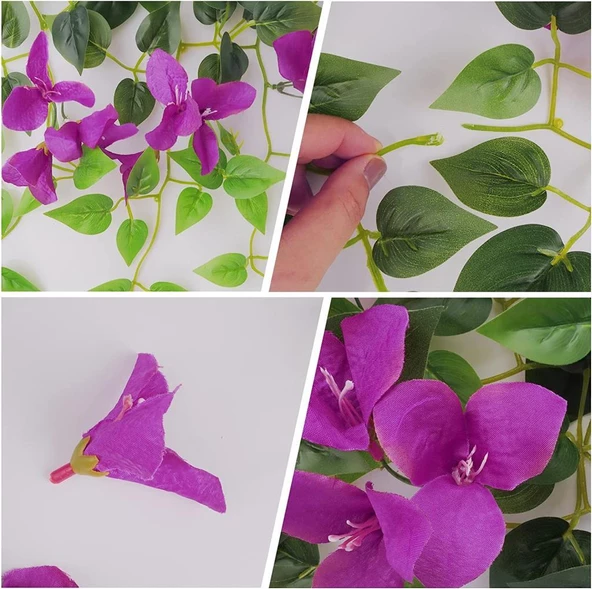Nettenevime Yapay Çiçek Mor Begonvil Çiçeği 9 Dallı 100cm Sarkan Çiçek - 5