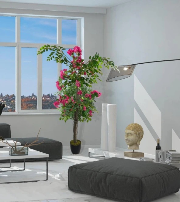 Nettenevime Yapay Ağaç Fuşya Begonvil Ağacı 130cm Doğal Salex Dallı - 5