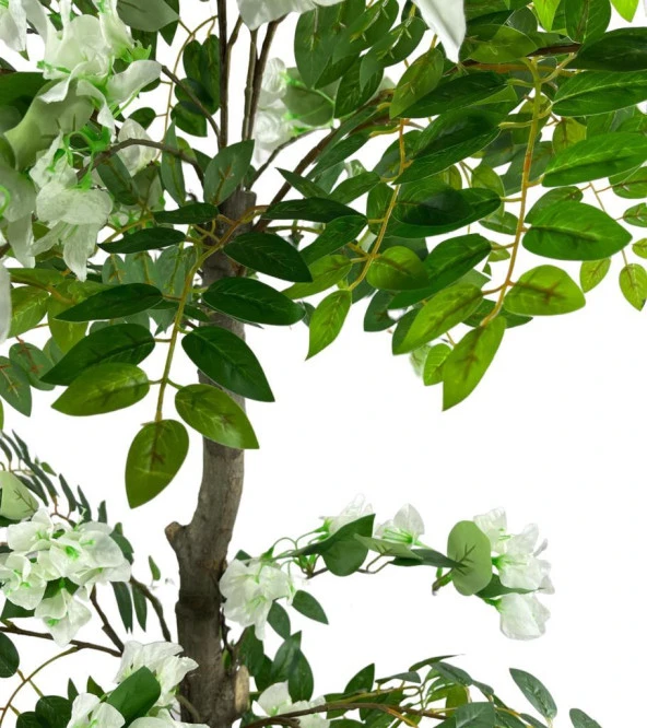 Nettenevime Yapay Ağaç Beyaz Begonvil Ağacı 130cm Doğal Salex Dallı - Resim 4