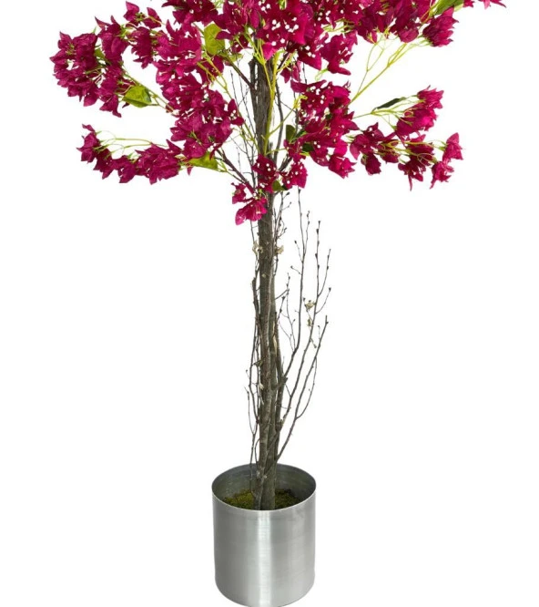 Nettenevime Yapay Fuşya Begonvil Ağacı 195*75cm Doğal Görünümlü Yapay Ağaç Aleminyum Paslanmaz Saksılı - Resim 3