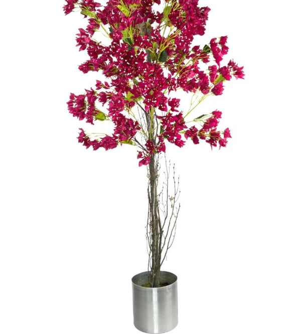Nettenevime Yapay Fuşya Begonvil Ağacı 195*75cm Doğal Görünümlü Yapay Ağaç Aleminyum Paslanmaz Saksılı - Resim 4
