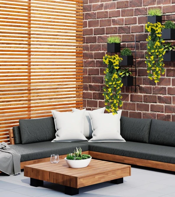 Nettenevime Yapay Çiçek Saksıda Sarkan Çiçek Sarı Begonvil 70*25 - Resim 2