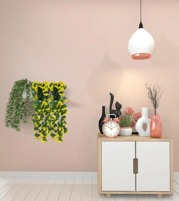 Nettenevime Yapay Çiçek Saksıda Sarkan Çiçek Sarı Begonvil 70*25 - Resim 3