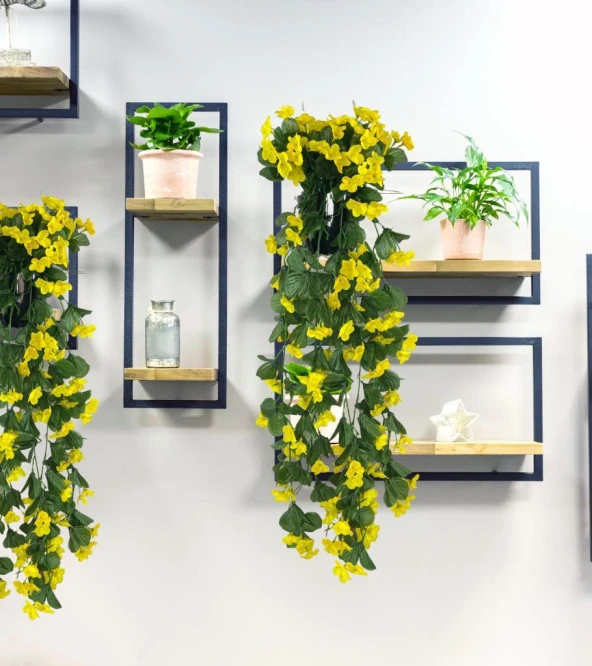 Nettenevime Yapay Çiçek Saksıda Sarkan Çiçek Sarı Begonvil 70*25 - Resim 4