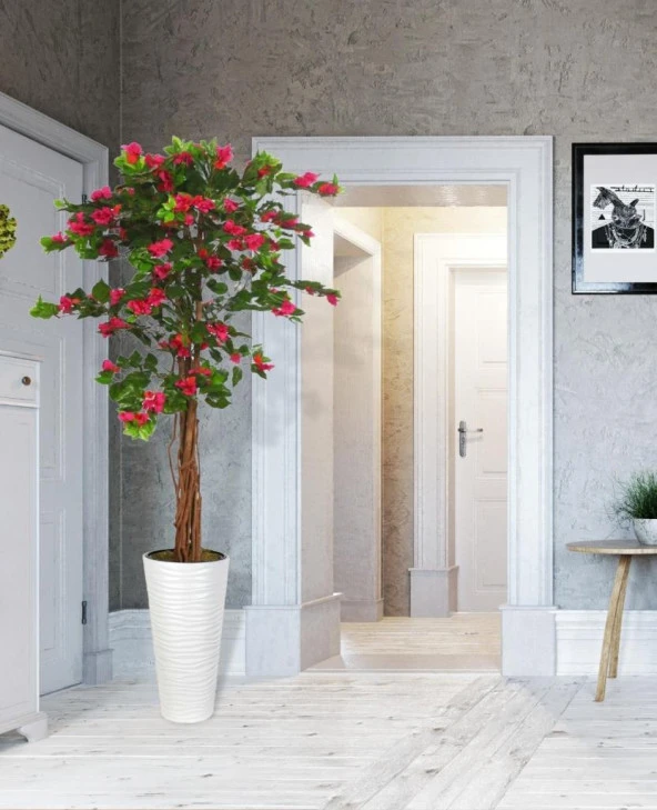 Nettenevime Yapay Ağaç Beyaz 57cm Kumsal Vazoda Begonvil Ağacı Fuşya Bodrum Çiçeği 180cm - Resim 3