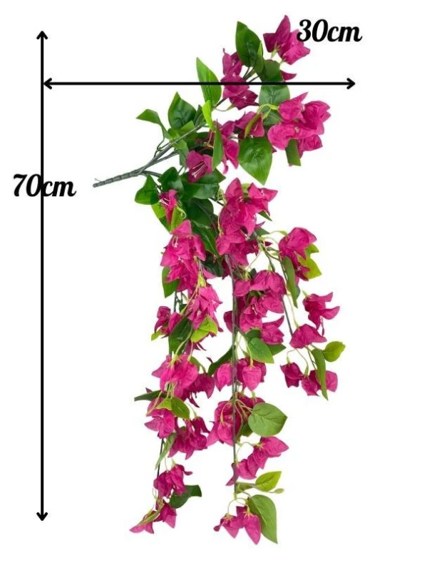 Nettenevime Yapay Çiçek Fuşya Begonvil Çiçeği 8Dallı 70cm Sarkan Çiçek - Resim 3