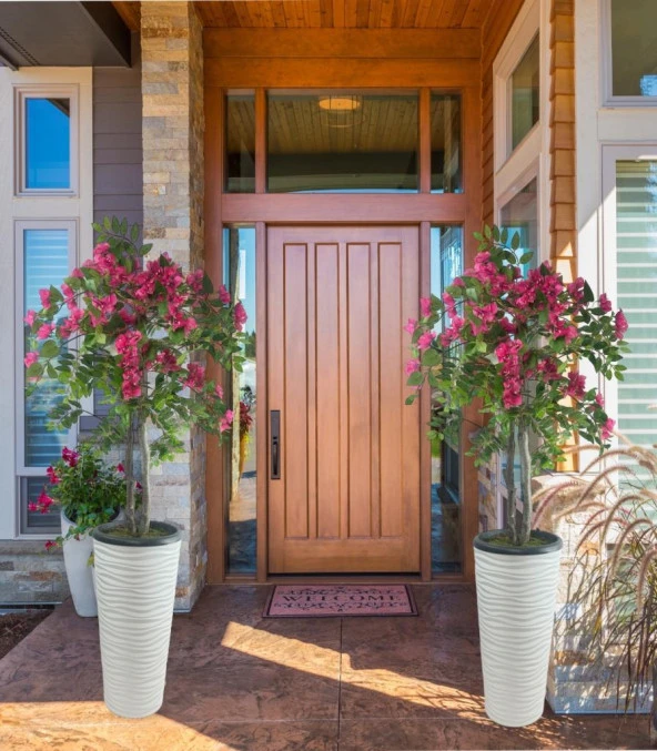 Nettenevime Yapay Ağaç Begonvil Ağacı Fuşya Bodrum Çiçeği Beyaz Kumsal Vazoda 150cm - 3