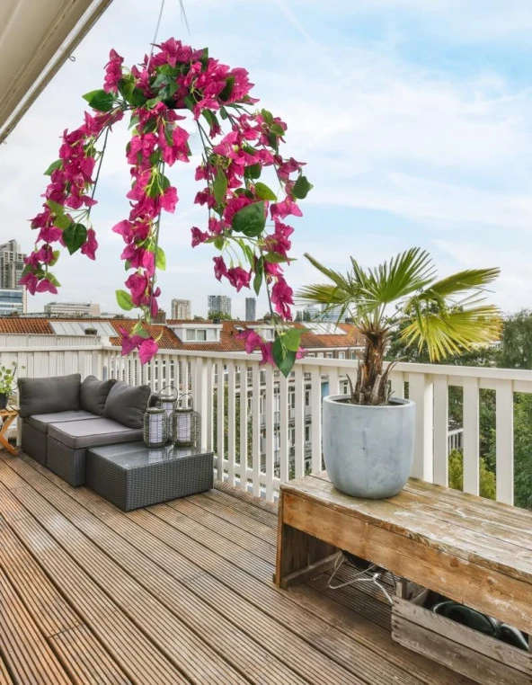 Nettenevime Yapay Çiçek Begonvil Fuşya Pembe Sarkaç Askılı Saksıda Balkon Çiçeği Çiçek Sepeti - 4