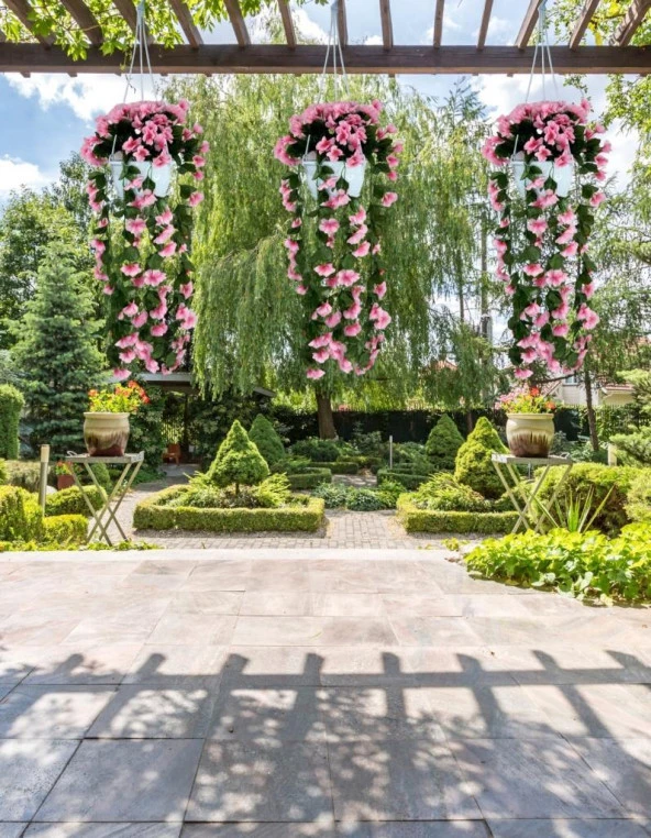 Nettenevime Yapay Çiçek Sarkan Menekşe Pembe Begonvil Sarkaç Askılı Saksıda Balkon Çiçeği Çiçek Sepeti - 2