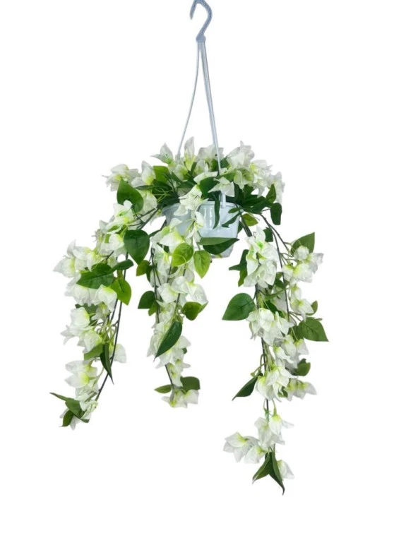 Nettenevime Yapay Çiçek Begonvil Beyaz Sarkaç Askılı Saksıda Balkon Çiçeği Çiçek Sepeti - Resim 3