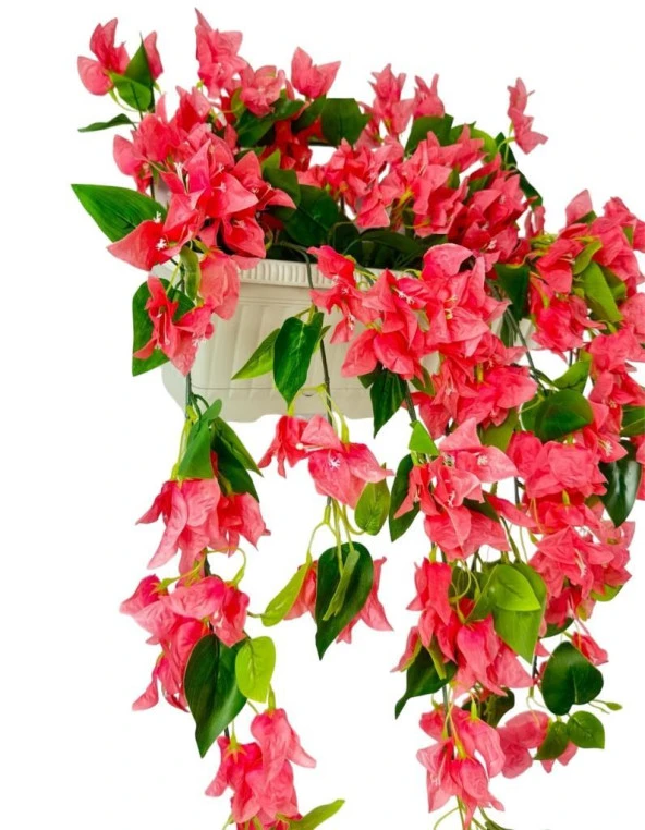 Nettenevime Yapay Çiçek Pembe Begonvil Küpeşte Askılı Saksıda Balkon Çiçeği Çiçek Sepeti - Resim 5