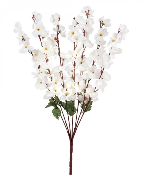 Nettenevime Yapay Çiçek Bahardalı Japon Kiraz Çiçeği 9 Dallı 40cm Beyaz