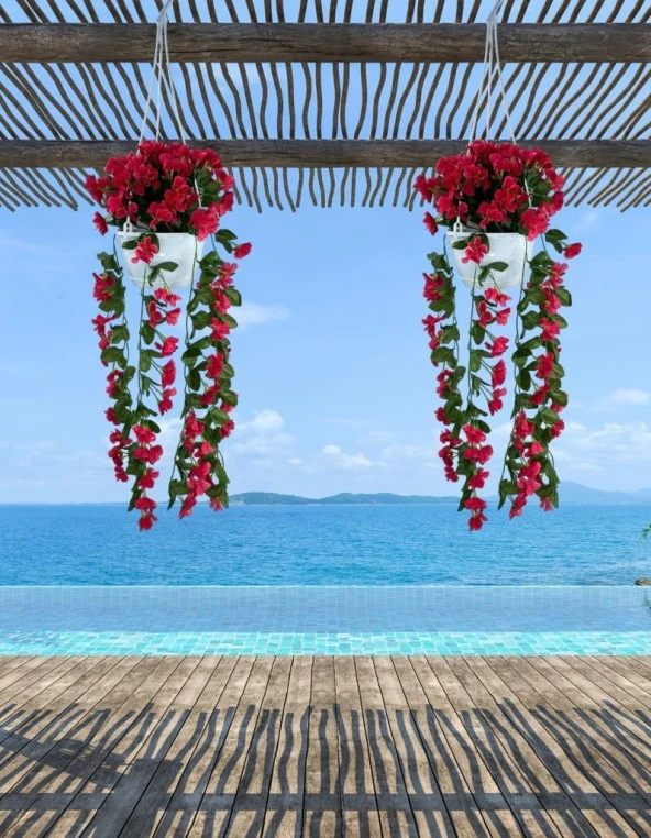 Nettenevime Yapay Çiçek Sarkan Menekşe Fuşya Begonvil Sarkaç Askılı Saksıda Balkon Çiçeği Çiçek Sepeti - Resim 3